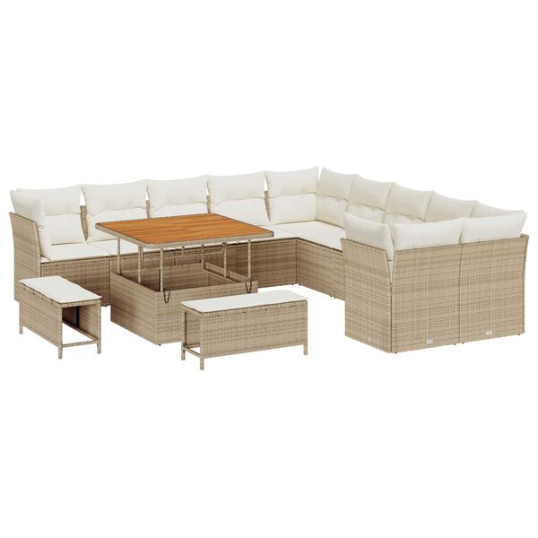 vidaXL Set Divano da Giardino 13 pcs Beige polyrattan