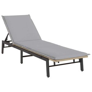 vidaXL Lettino Prendisole con Cuscini Beige in Polyrattan