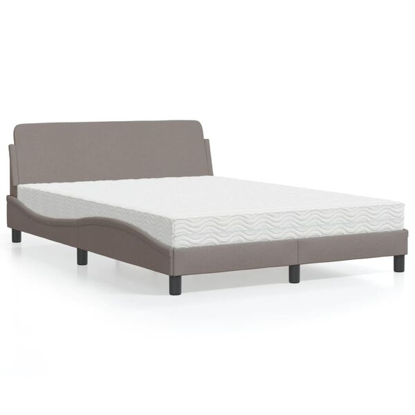 vidaXL Letto con Materasso Dover Tortora 120x200 cm in Tessuto