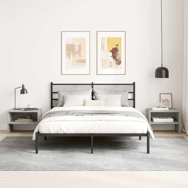 vidaXL Comodino Grigio Cemento 40x30x30 cm in Legno Multistrato