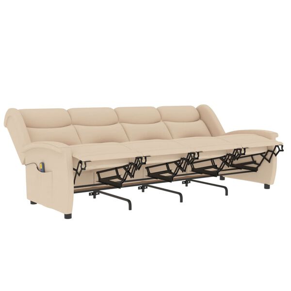 vidaXL Poltrona Massaggiante Reclinabile a 4 Posti Crema Tessuto