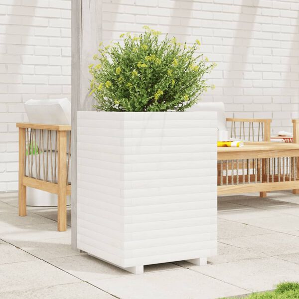 vidaXL Fioriera da Giardino Bianca 50x50x72 cm Legno Massello di Pino