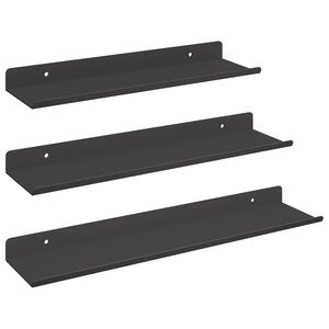 vidaXL Mensola sospesa 3 pcs Nero 40 x 9 x 2,5 cm Acciaio