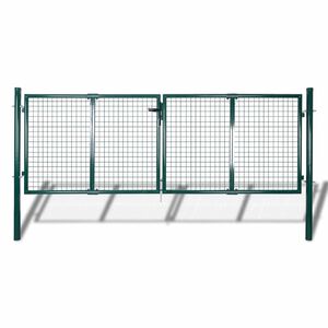 vidaXL Cancello per Recinzione in Acciaio 300x125 cm Verde