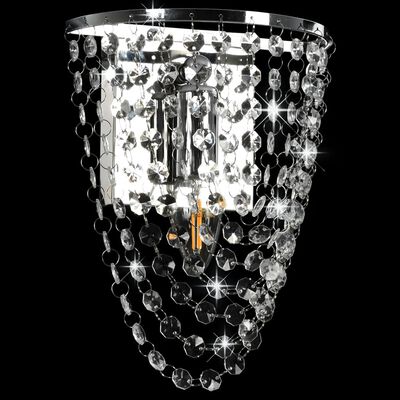 vidaXL Lampada da Muro con Perle di Cristallo Argento Ovale E14