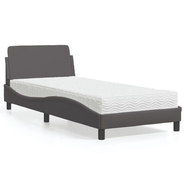vidaXL Letto con Materasso Dover Grigio 90x190 cm in Similpelle