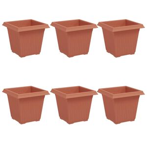 vidaXL Vaso quadrato per fiori 6 pcs Rosso Mattone 16 x 16 x 14 cm
