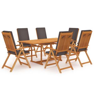 vidaXL Set da Pranzo da Giardino 7 pz con Cuscini Legno di Teak Grigio