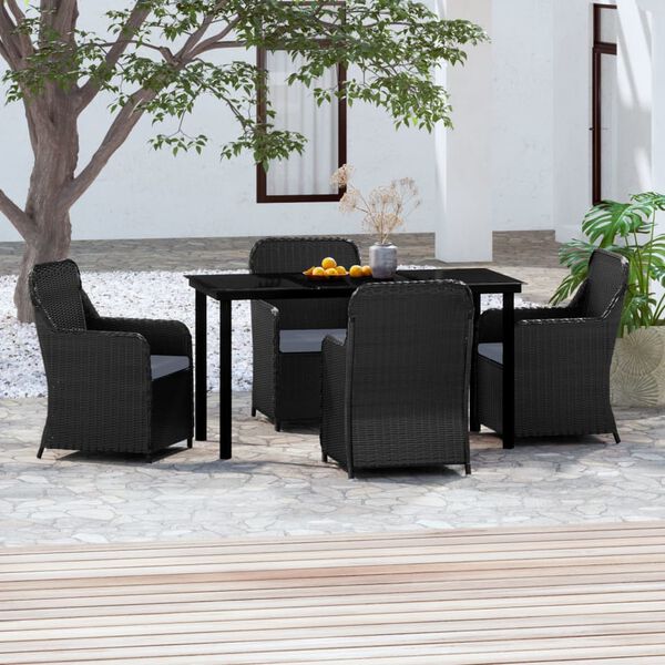vidaXL Set da Pranzo da Giardino 5 pz con Cuscini Nero