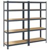 vidaXL Scaffali Resistenti 5 Ripiani 2pz Antracite Acciaio&Multistrato