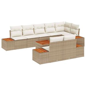 vidaXL Set Divano da Giardino 8 pz 8-Numero di posti Beige e Crema