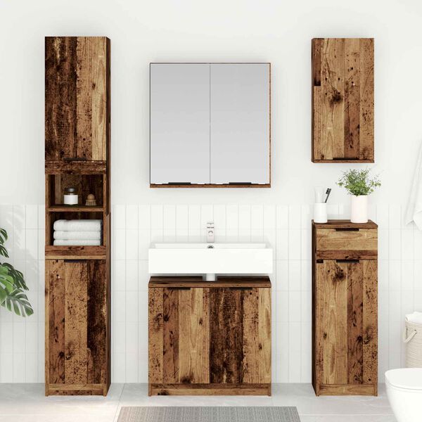 vidaXL Set di mobili per il bagno con cassetto 3 pcs Legno vecchio