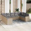 vidaXL Set Divano da Giardino 9 pz con Cuscini Beige in Polyrattan