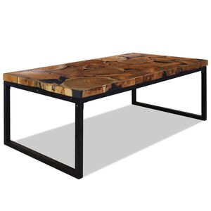 vidaXL Tavolino da Salotto in Legno di Teak e Resina 110x60x40 cm