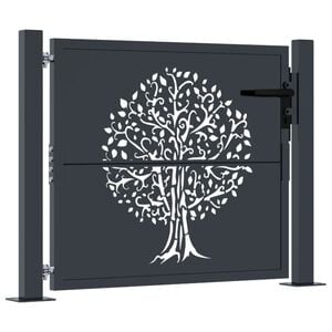 vidaXL Cancello da giardino antracite 100x75 cm in acciaio con design ad albero