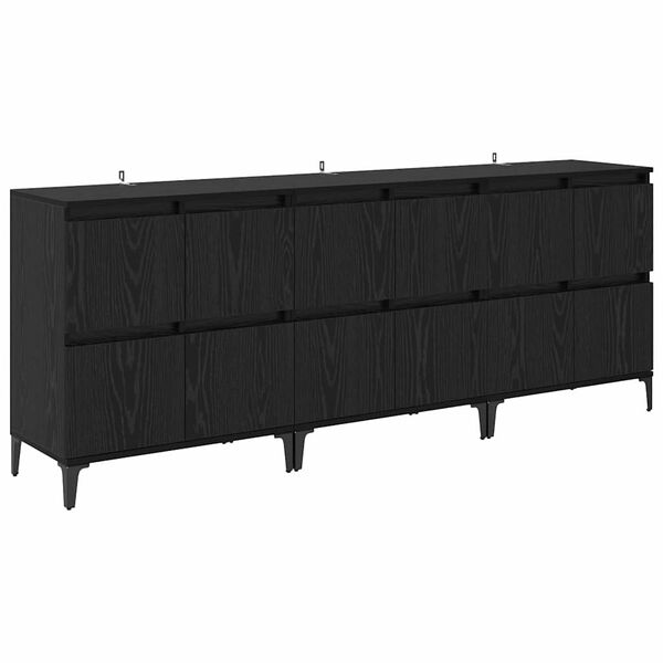 vidaXL Sideboards 3 pcs Rovere Nero 60 x 35 x 70 cm Legno multistrato