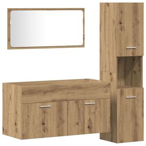 vidaXL Set Mobili da Bagno 3 pz Rovere Artigianale Legno Multistrato