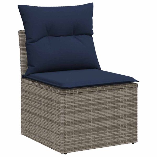 vidaXL Set Divano da Giardino con cuscino 7 pcs Grigio polyrattan