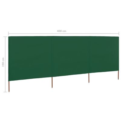 vidaXL Paravento a 3 Pannelli in Tessuto 400x160 cm Verde