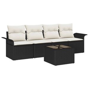 vidaXL Set di divani con cuscino 5 pcs Nero polyrattan
