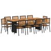vidaXL Set da Pranzo per Giardino 11 pz Nero e Marrone polyrattan