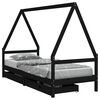 vidaXL Giroletto per Bambini con Cassetti Nero 90x190 cm Massello Pino