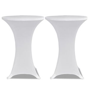 Copritavolo ?60 cm Bianco Tessuto elasticizzato 2 pezzi