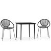 vidaXL Set Mobili da Pranzo per Giardino 3 pz Nero