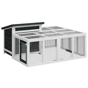 vidaXL Conigliera Grigia 144x123x67,5 cm in Legno Massello di Pino