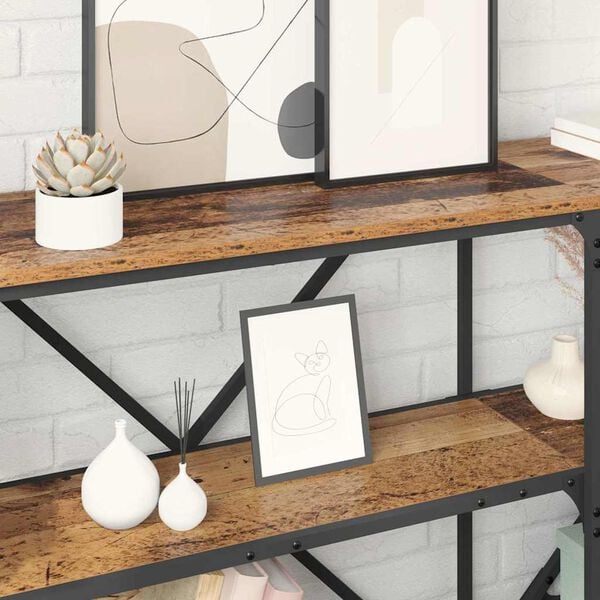 vidaXL Tavolo consolle con lo scaffale Legno vecchio 180 x 30 x 75 cm