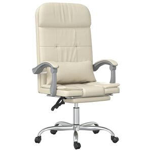 vidaXL Poltrona da Ufficio Massaggiante Reclinabile Crema Similpelle