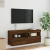 vidaXL Mobile TV a Parete con Luci LED Rovere Marrone 100x30x40 cm