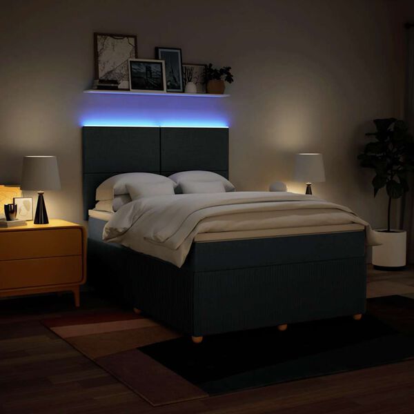 vidaXL Giroletto a Molle con Materasso Blu 140x200 cm in Tessuto