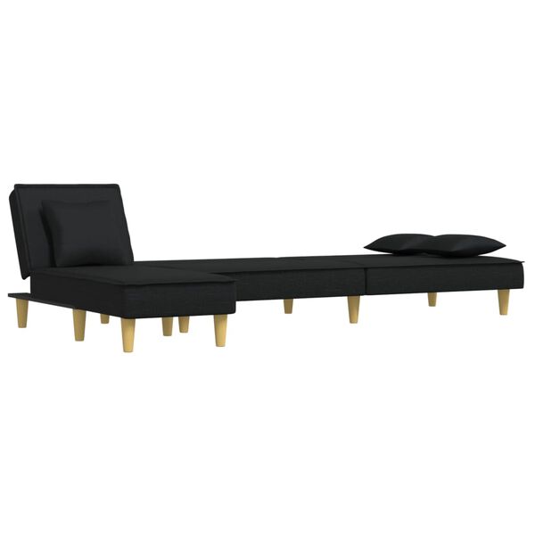vidaXL Divano Letto a L Nero 255x140x70 cm in Tessuto