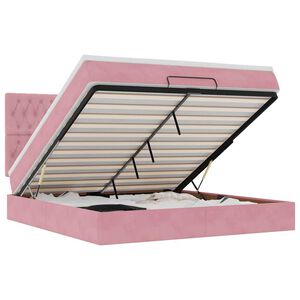 vidaXL Struttura Letto Pouf con Materassi Rosa 160x200 cm Velluto