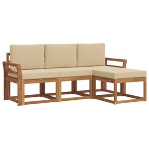 vidaXL Set di divani da esterno con cuscino 4 pcs Naturale e Beige