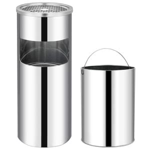 vidaXL Pattumiera con Posacenere 30 litri in acciaio inox