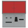 vidaXL Set Armadietto degli Strumenti e Pannello Forato 3 pcs Rosso