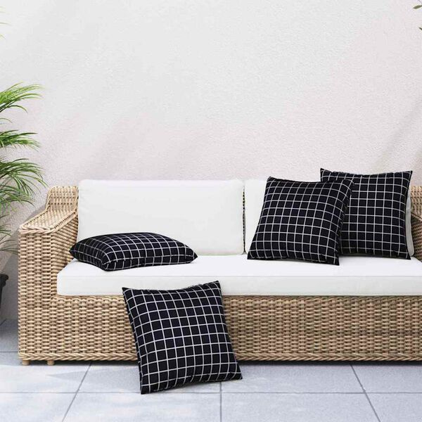 vidaXL Cuscini Scatter a scacchi 4 pcs Quadro Nero 50 x 50 cm