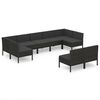 vidaXL Set Divani da Giardino 9 pz con Cuscini in Polyrattan Nero