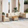 vidaXL Set Divani da Giardino 7 pz con Cuscini Beige in Polyrattan