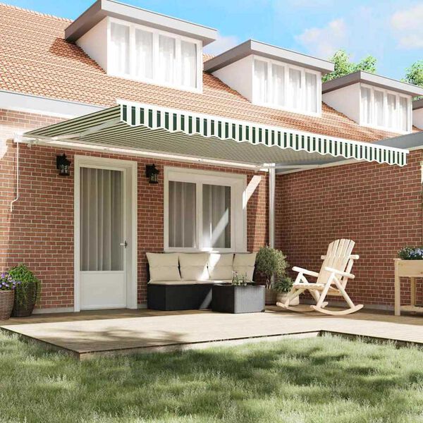 vidaXL Tenda da Sole Verde e bianco 4,5 &times; 3 m Poliestere e metallo