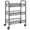 vidaXL Carrello da Cucina con 3 Ripiani Nero 46x26x64 cm in Ferro