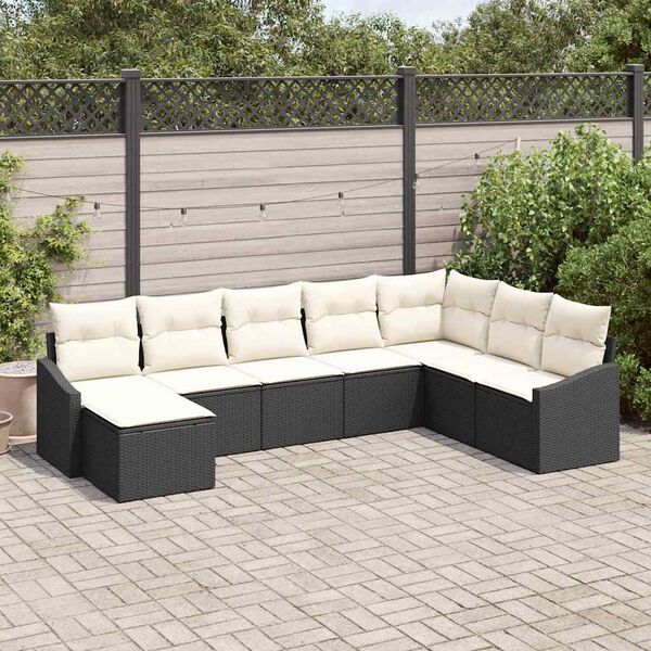 vidaXL Set di divani con cuscino 8 pcs Nero polyrattan