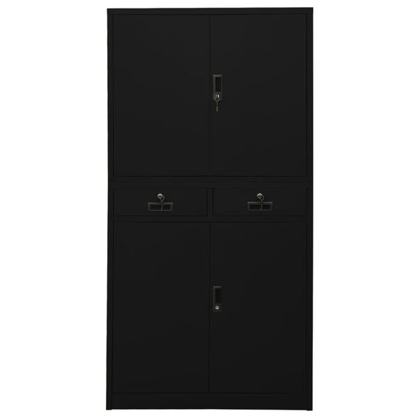 vidaXL Armadio per Ufficio Nero 90x40x180 cm in Acciaio