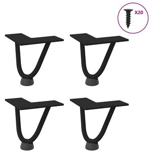 vidaXL Gambe a forcina per tavolino da caff&egrave; 4 pz nere 10 cm in acciaio massiccio
