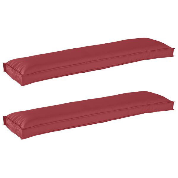 vidaXL Set di Cuscini per Pallet 2 pcs Rosso Vino 150 x 40 x 8 cm