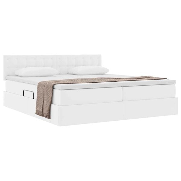vidaXL Letto con Contenitore Bianco Puro 180 x 200 cm Pelle Sintetica