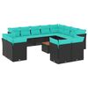 vidaXL Set Divani da Giardino 13pz con Cuscini Nero in Polyrattan