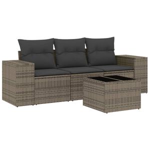 vidaXL Set Divani da Giardino 4 pz con Cuscini in Polyrattan Grigio